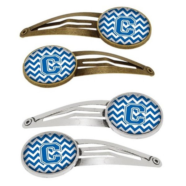 Carolines Treasures Letter C Chevron Blue and White Barrettes Hair Clips, Set of 4, 4PK CJ1056-CHCS4